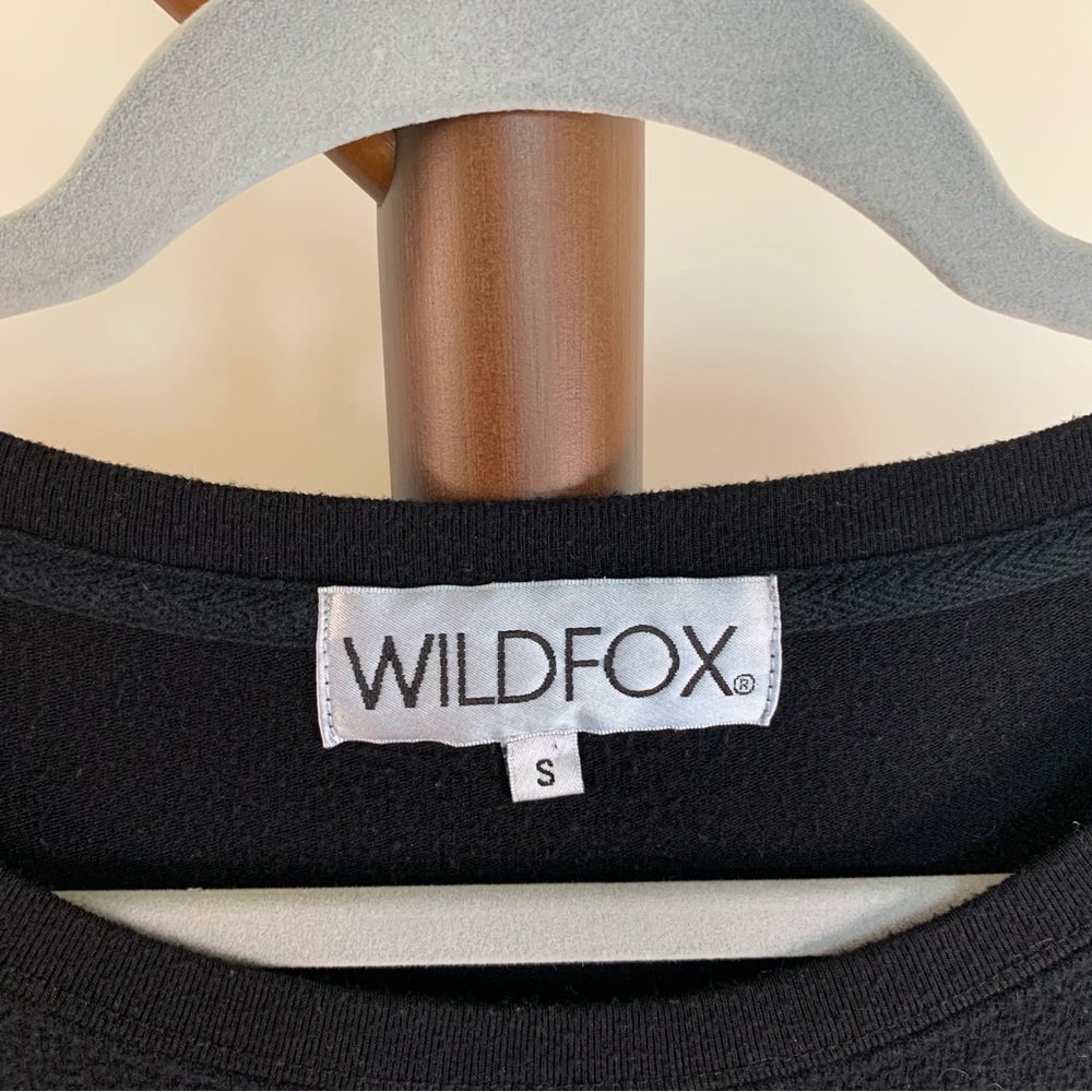 WILDFOX "Mile High" Pullover Crewneck Lightweight Fleece Sweatshirt Black Small - Picture 6 of 6